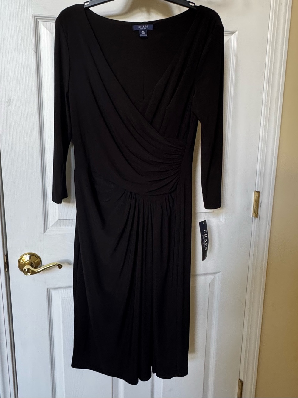 Chaps Black Wrap Midi Dress